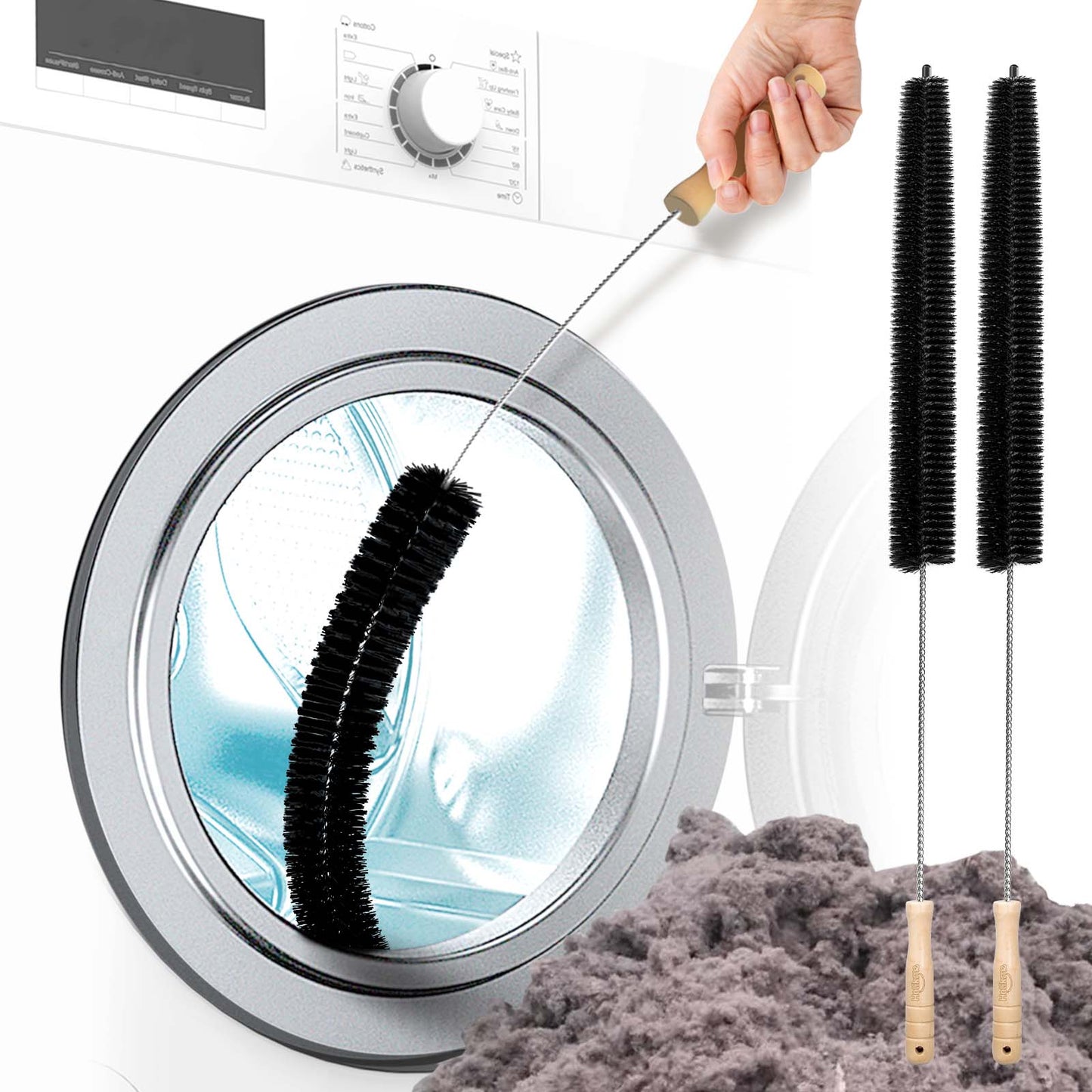 Holikme 2 Pack Dryer Vent Cleaner Kit Dryer Lint Brush Vent Trap Cleaner Long Flexible Refrigerator Coil Brush