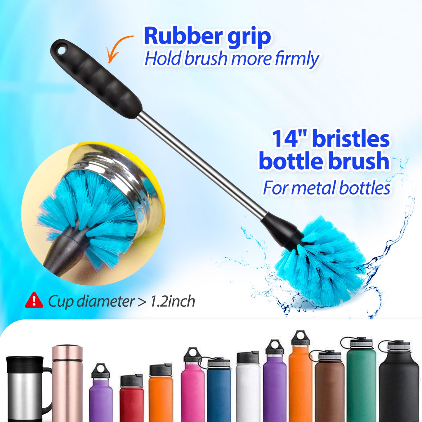 Holikme 11 Pack Bottle Brush Tube Cleaning Set, Long Handle Bottle Cleaner for WashingMugs, Lids, Narrow Mouth Beer Bottles, Wine Shakers,Blue