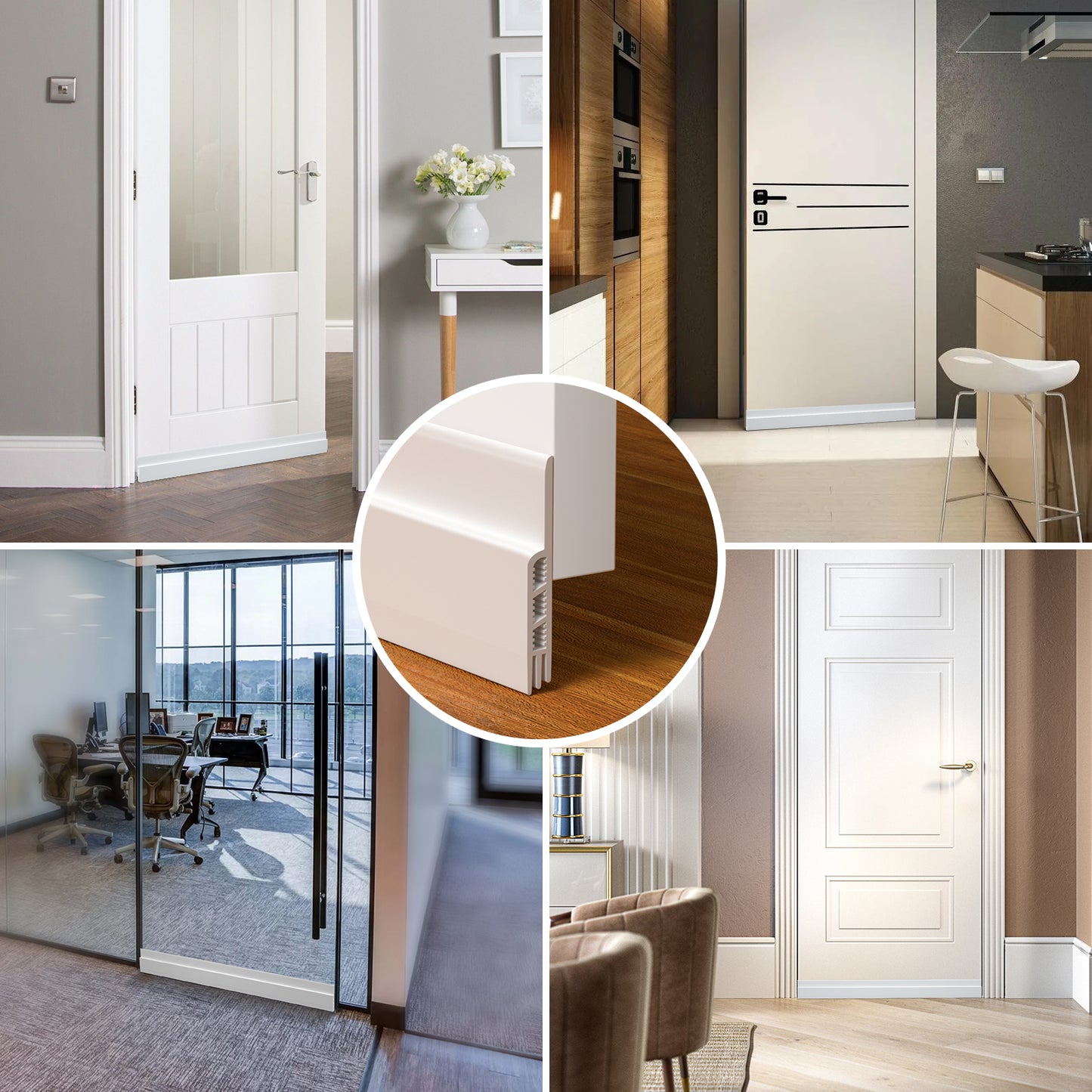 Holikme 2 Door Draft Stopper Under Door Draft Blocker Insulator Door Sweep Weather Stripping Noise Stopper Strong Adhesive White