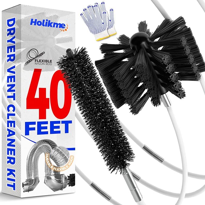Holikme 40 Feet Dryer Vent Cleaner Kit Flexible Lint Brush with