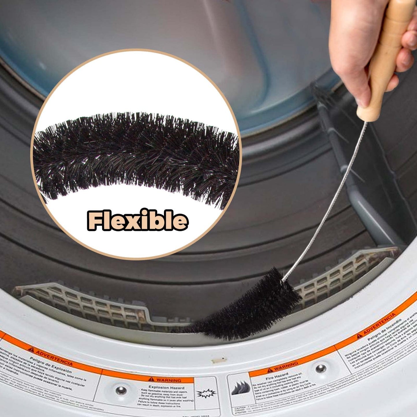 Holikme 3Pack Dryer Vent Cleaner Kit Clothes Dryer Lint Brush Vent Trap Cleaner Home Essentials Refrigerator Coil Brush