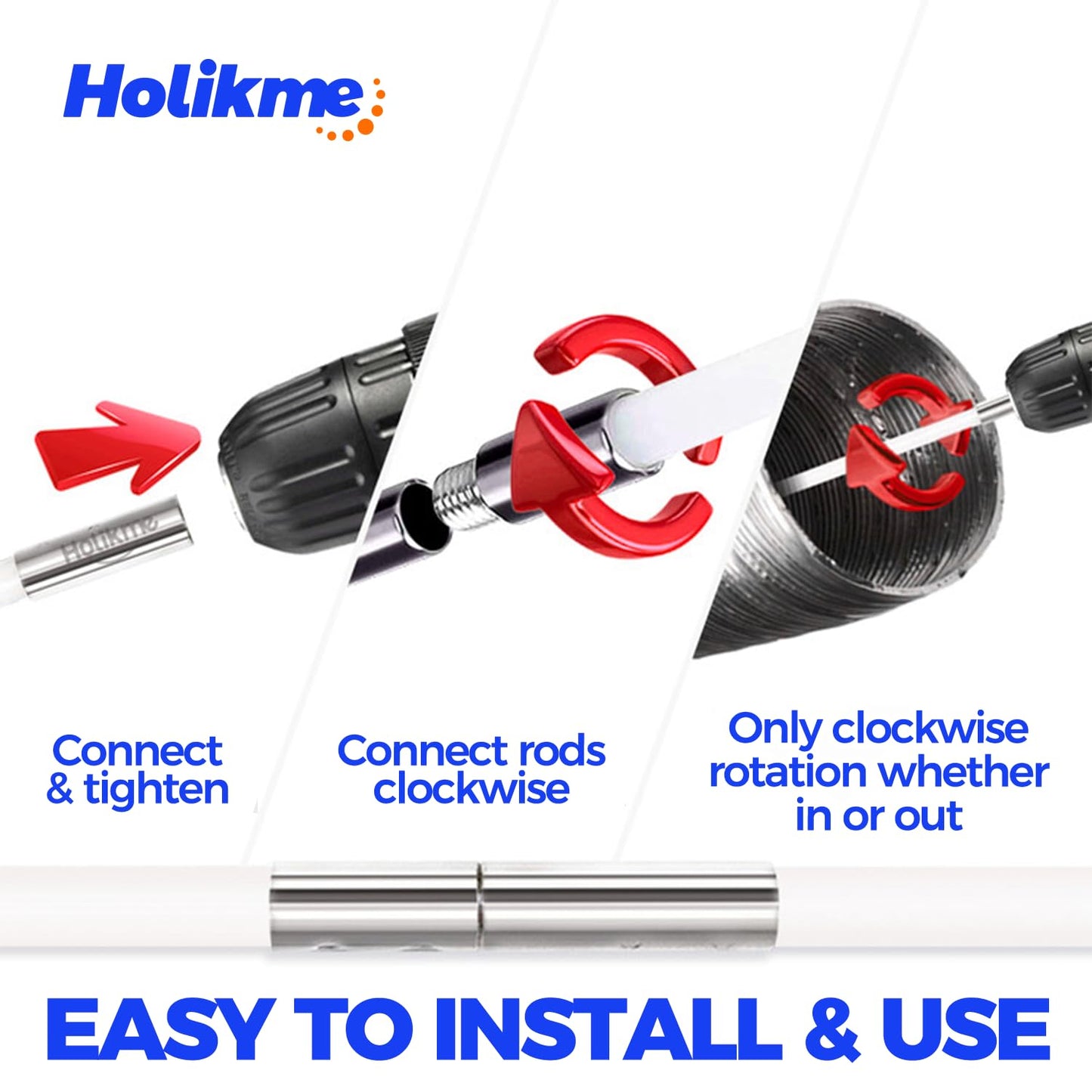 Holikme 32 Feet Dryer Vent Cleaning Brush Kit, Lint Remover,Fireplace Chimney Brushes, Extends Up to 32 Feet, Synthetic Brush Head, Use with or Without a Power Drill
