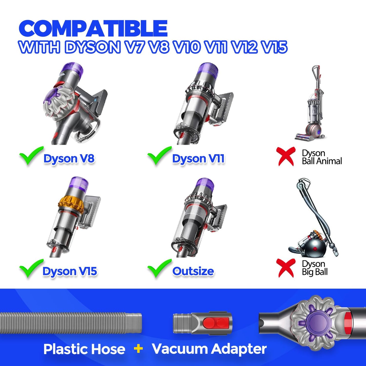Holikme Dryer Vent Cleaner Kit, Dryer Lint Vacuum Attachment, Lint Remover Compatible with Dyson V7 V8 V10 V11 V12 V15 etc. Cordless Vacuum Cleaner, Grey