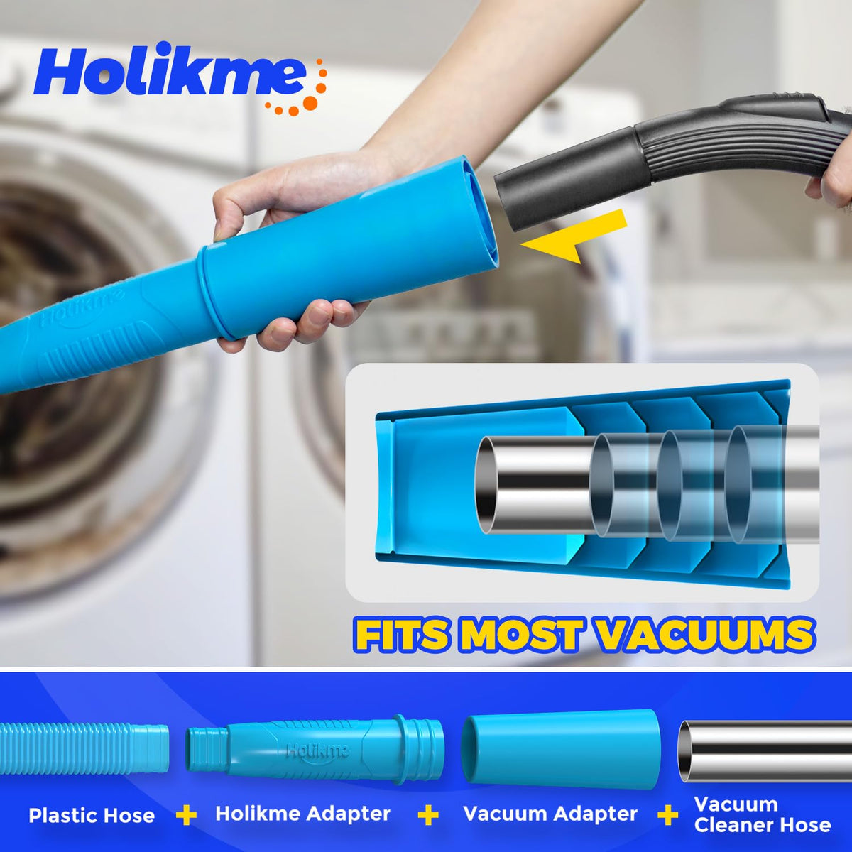 Holikme Dryer Vent Cleaner Kit Vacuum Hose Attachment Brush, Lint Remo