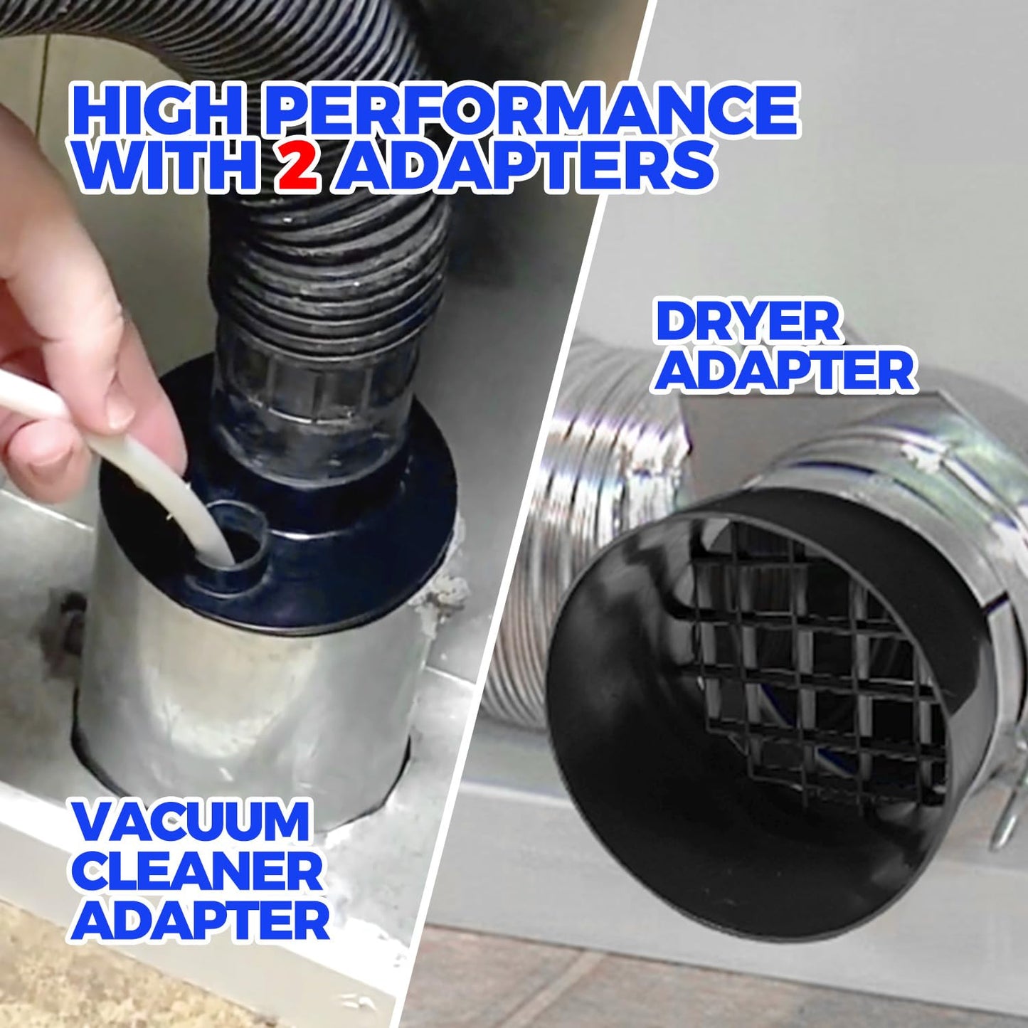 Holikme Dryer Vent Cleaner Kit, Dryer Cleaning Tools, Include Dryer Vent Brush, Omnidirectional Blue Dryer Lint Vacuum Attachment, Dryer Lint Trap Brush, Vacuum & Dryer Adapters