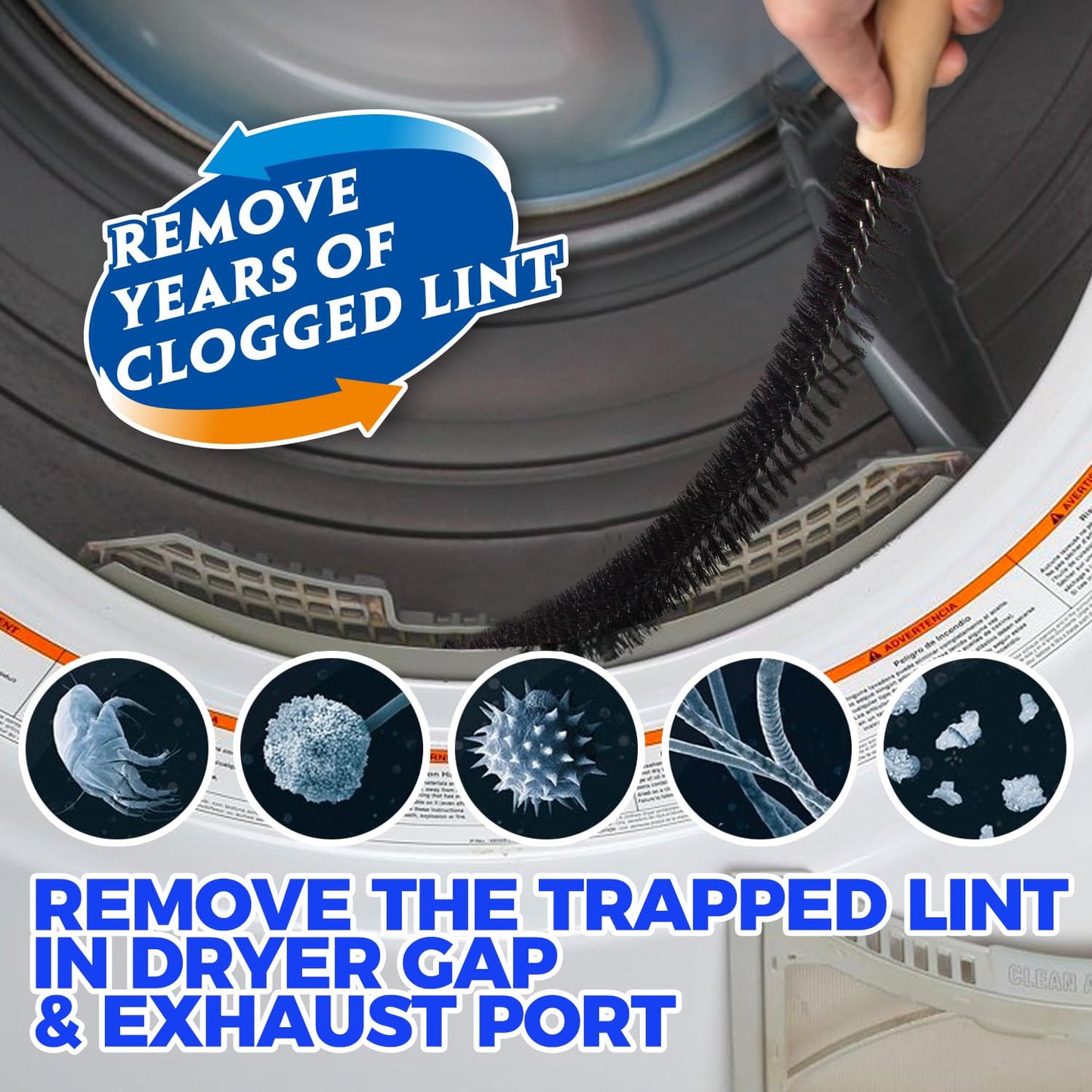 Holikme Dryer Vent Cleaner Kit, Dryer Cleaning Tools, Include Dryer Vent Brush, Omnidirectional Blue Dryer Lint Vacuum Attachment, Dryer Lint Trap Brush, Vacuum & Dryer Adapters