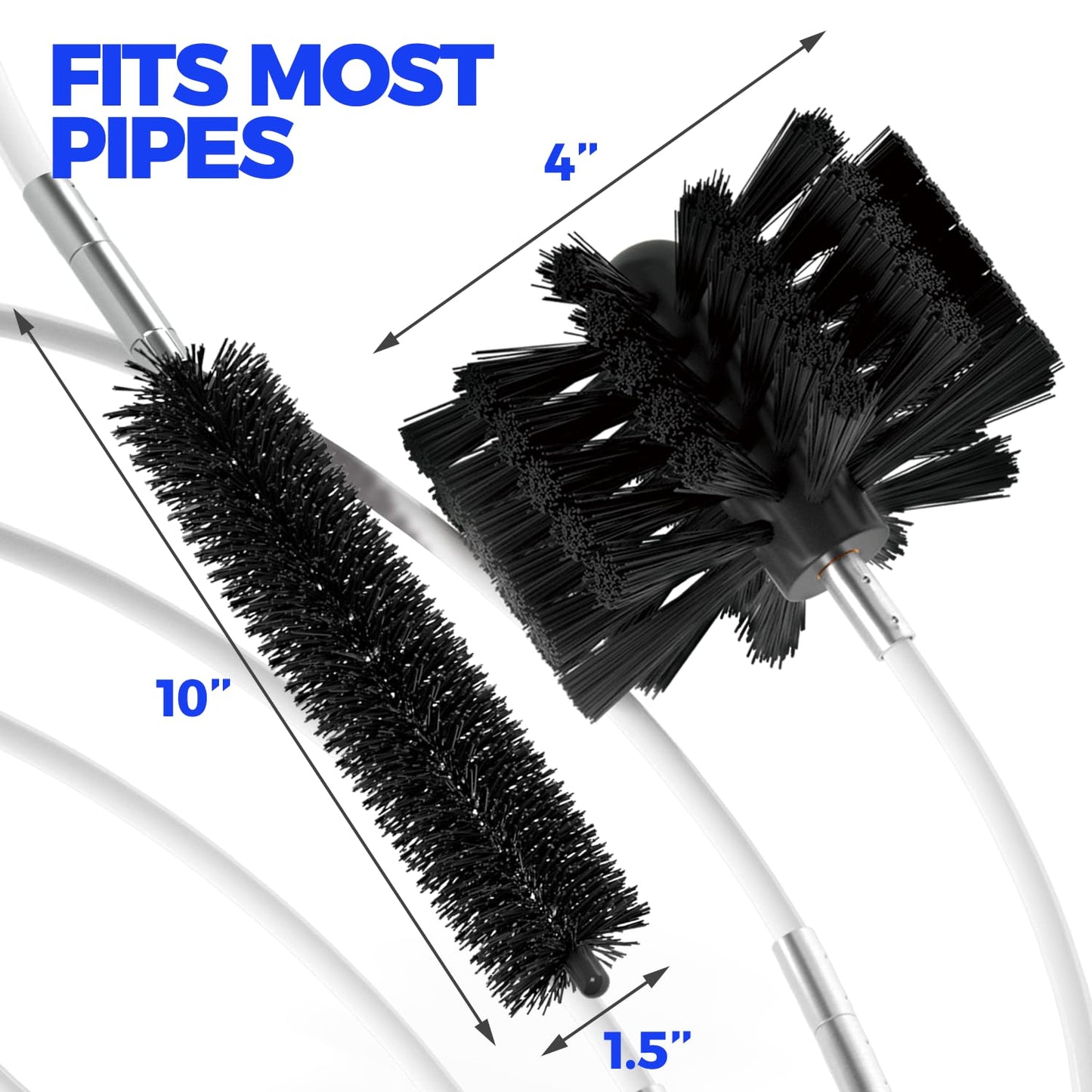 Holikme 32 Feet Dryer Vent Cleaning Brush Kit, Lint Remover,Fireplace Chimney Brushes, Extends Up to 32 Feet, Synthetic Brush Head, Use with or Without a Power Drill