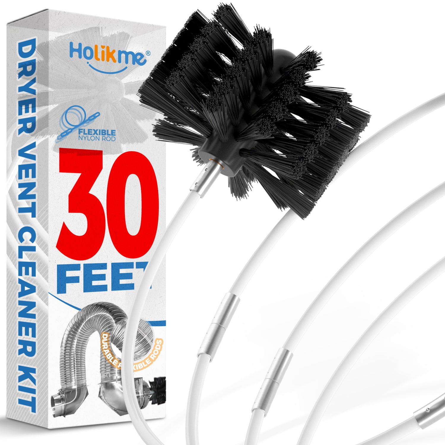 Holikme 30 Feet Dryer Vent Cleaner Kit, Flexible Lint Brush with